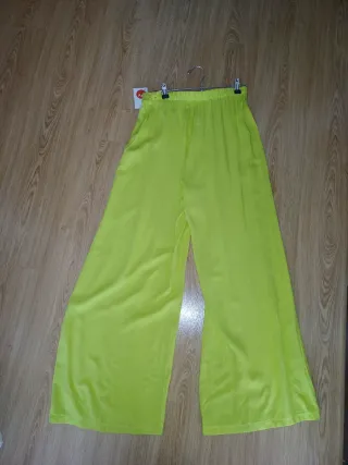 Pantalón lino verde-amarillo
