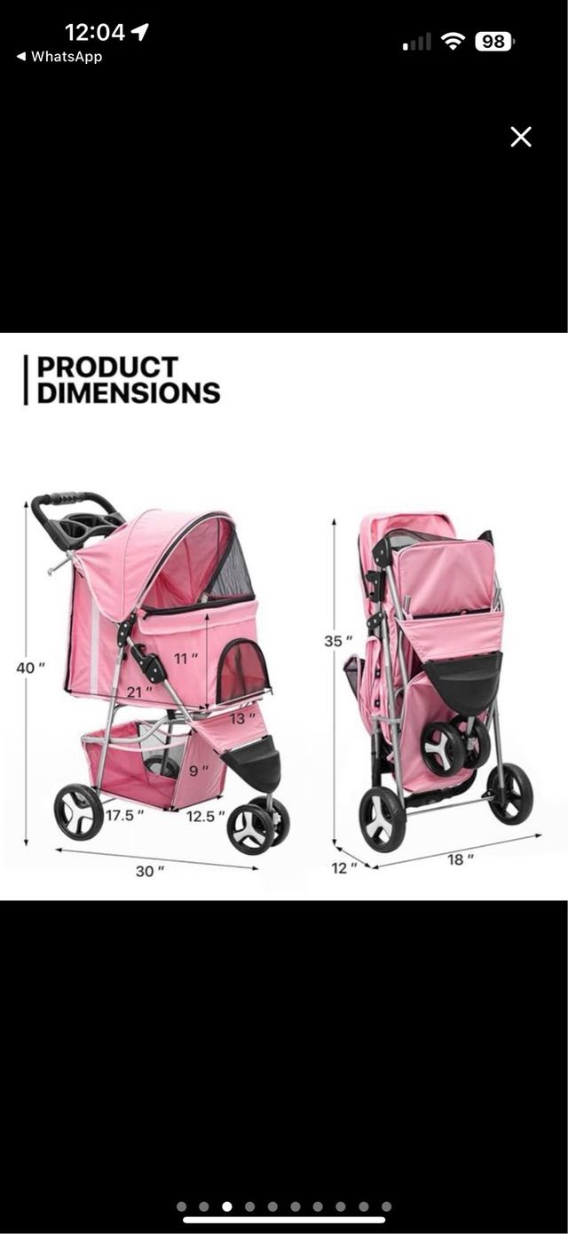 Cochecito para mascotas rosa