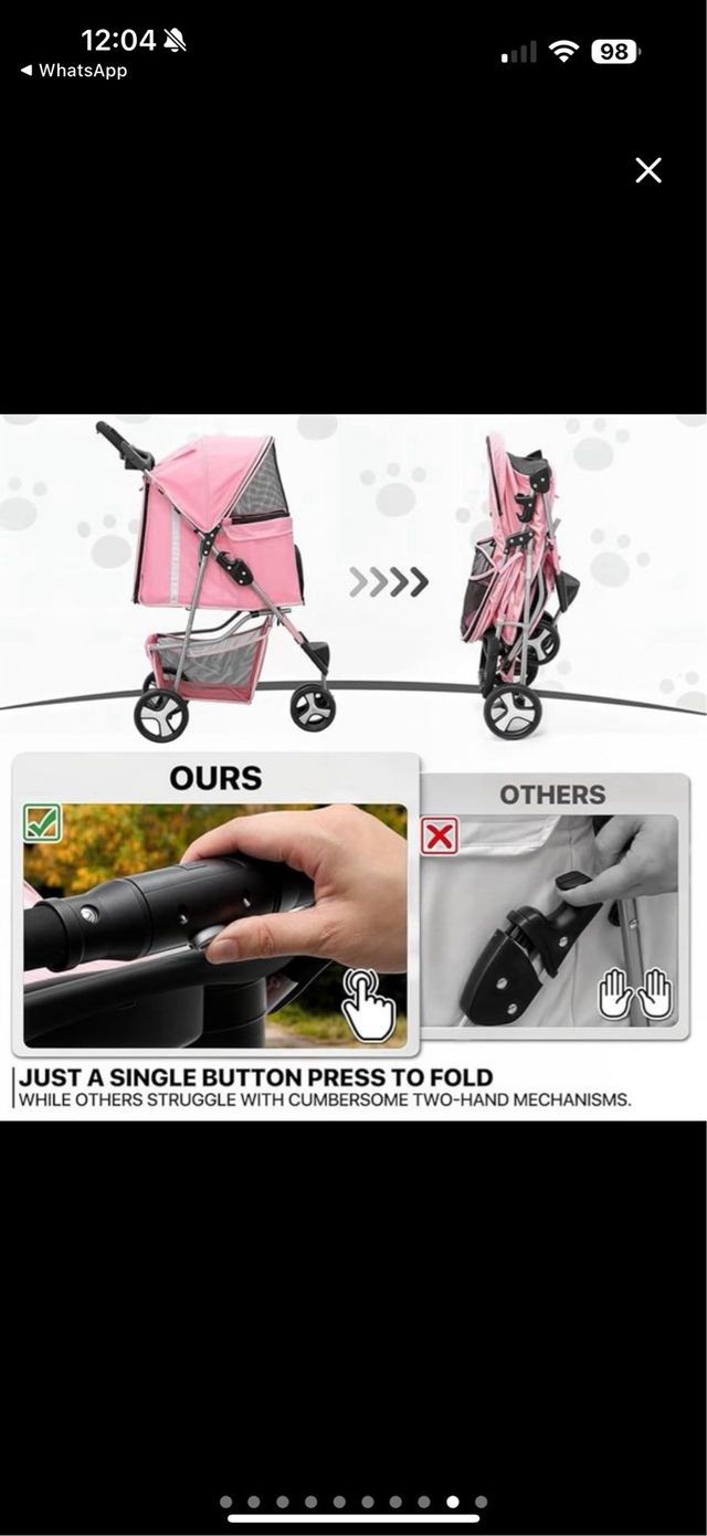 Cochecito para mascotas rosa