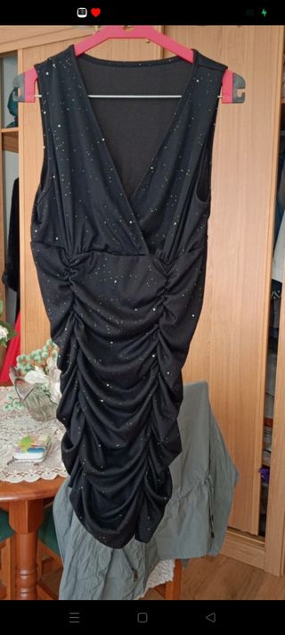 Vestido fiesta negro lentejuelas