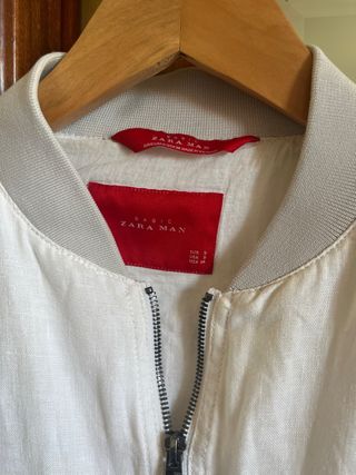 Chaqueta Bomber Zara Blanca Talla S hombre