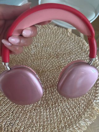 Auriculares diadema Bluetooth rosa y rojo