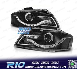 FAROS AUDI A3 8P LUZ DIURNA LED FONDO NEGRO
