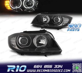 FAROS BMW E90 E91 05-12 OJOS ANGEL INTERMITENTE LED FONDO NE
