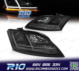 FAROS AUDI TT 8J 06-10 LUZ DIURNA LED DINAMICO NEGRO