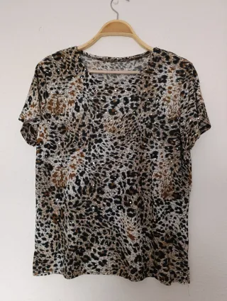 Camiseta elástica estampado selva mujer