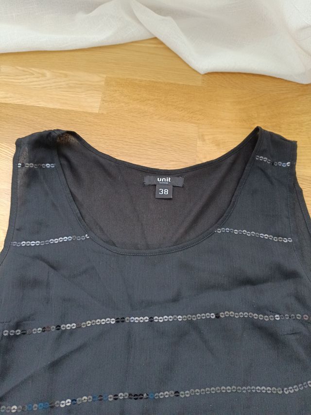 Vestido negro lentejuelas Unit talla M
