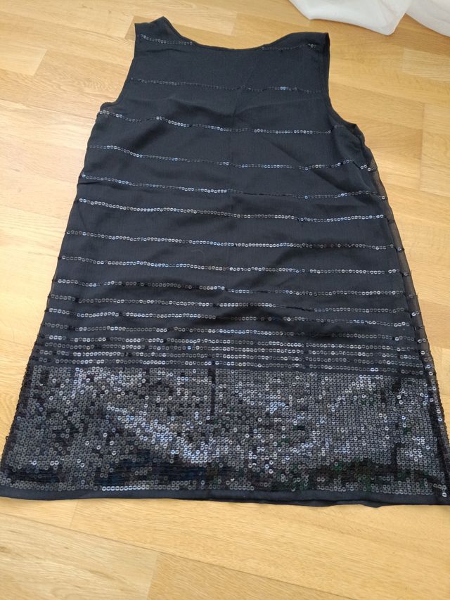 Vestido negro lentejuelas Unit talla M