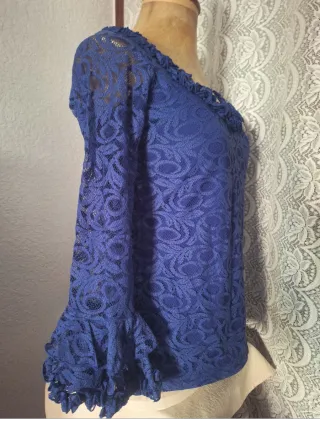 BLUSA FLAMENCA NUEVA BLONDA CON VOLANTES TALLA S