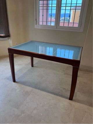 Mesa de comedor extensible madera y cristal