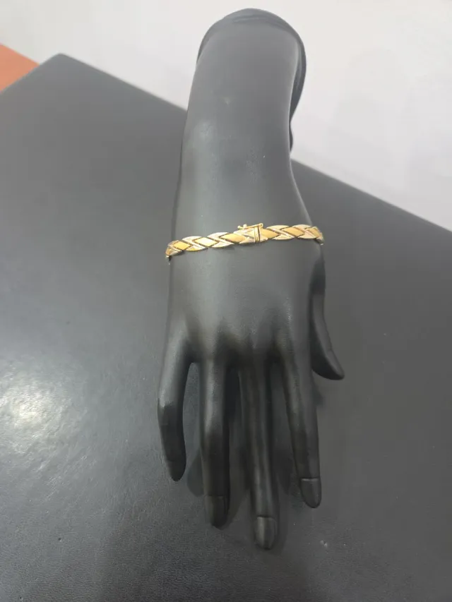 Pulsera Oro 18k Trenzado Brillo y Mate