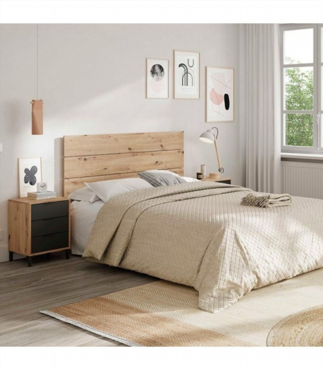 Cabecero y 2 Mesitas de Noche. Nodi/Gris Antracit