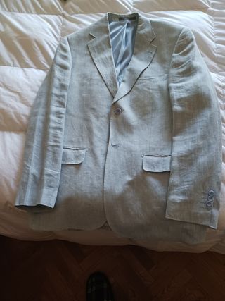 Chaqueta de lino azul para hombre6