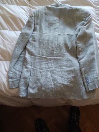 Chaqueta de lino azul para hombre6
