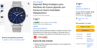 Gigandet Reloj Analógico Hombre 14VNAG42NE/014