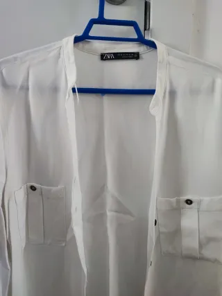 Camisa Zara Blanca Manga Larga Talla M