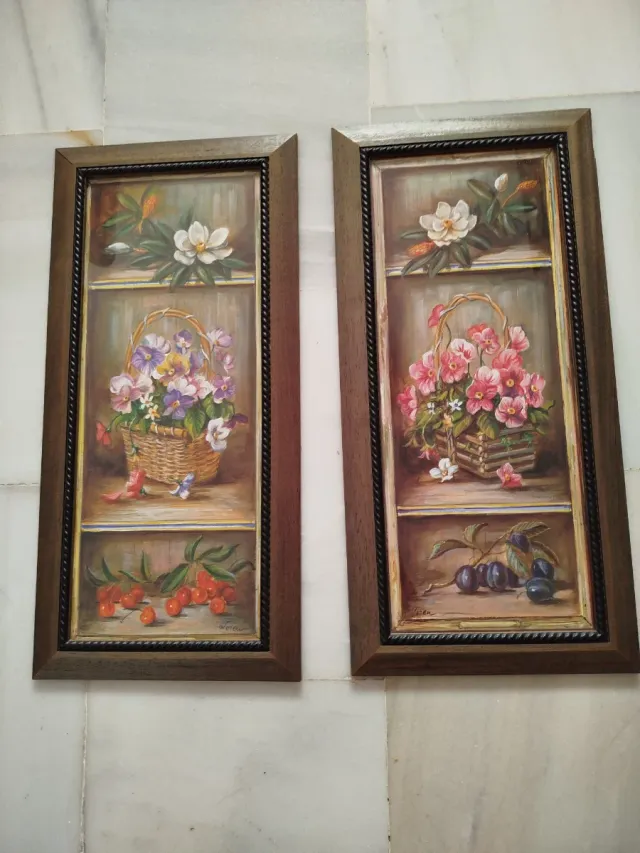 Juego de 2 cuadros florales