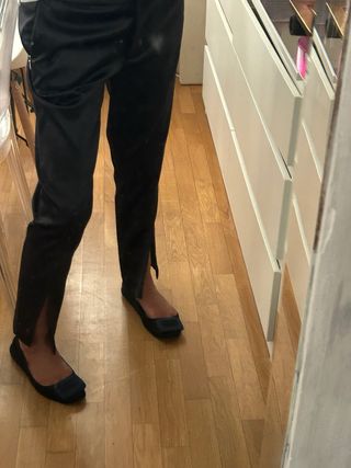 Pantalón H&M Raso Pitillo Negro