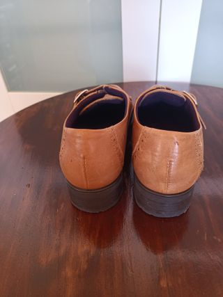 Zapatos Pitillos Piel Marrones Doble Hebilla