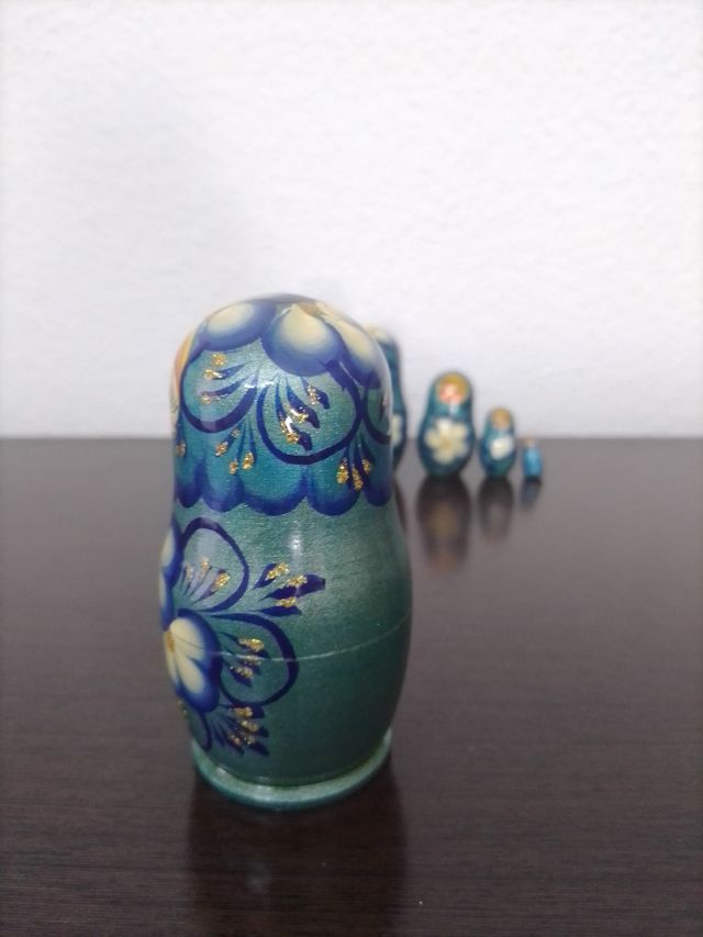 Matrioska Original Azul Flores