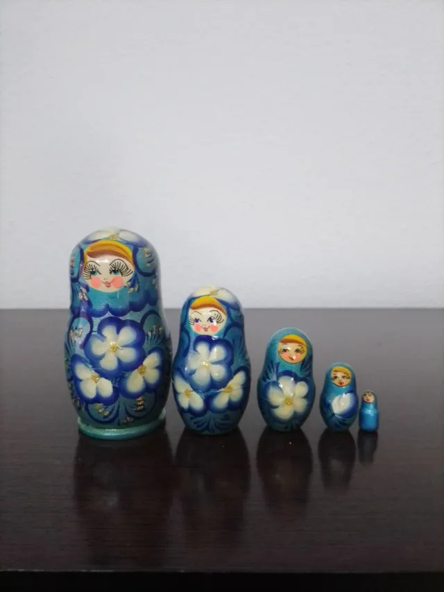 Matrioska Original Azul Flores
