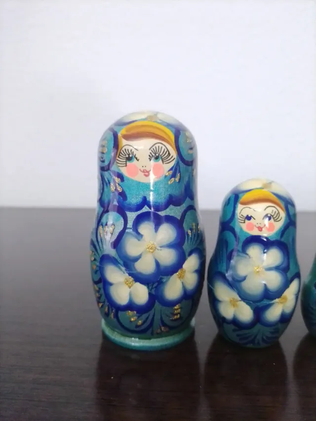 Matrioska Original Azul Flores