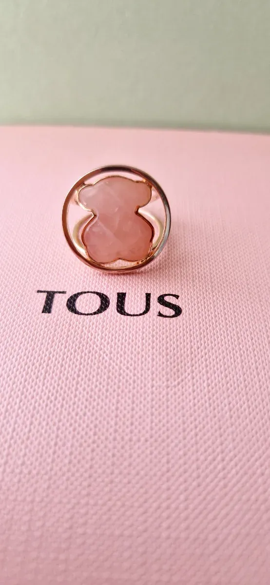 Anillo Tous Oso Rosa y plata