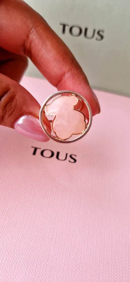Anillo Tous Oso Rosa y plata