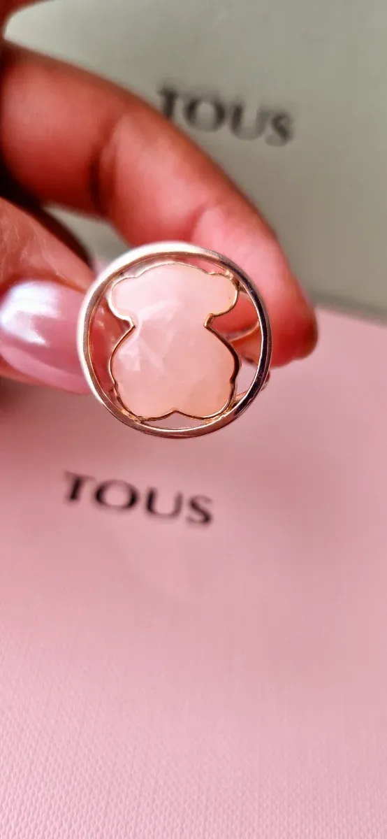 Anillo Tous Oso Rosa y plata