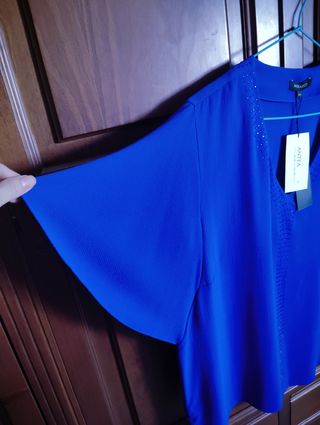 Blusa Antea Plus Azul Klein Talla L Sin Estrenar