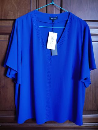 Blusa Antea Plus Azul Klein Talla L Sin Estrenar