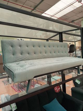 Sofá cama moderno gris y azul