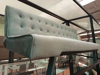 Sofá cama moderno gris y azul