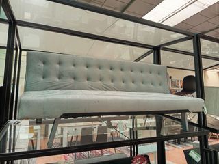 Sofá cama moderno gris y azul