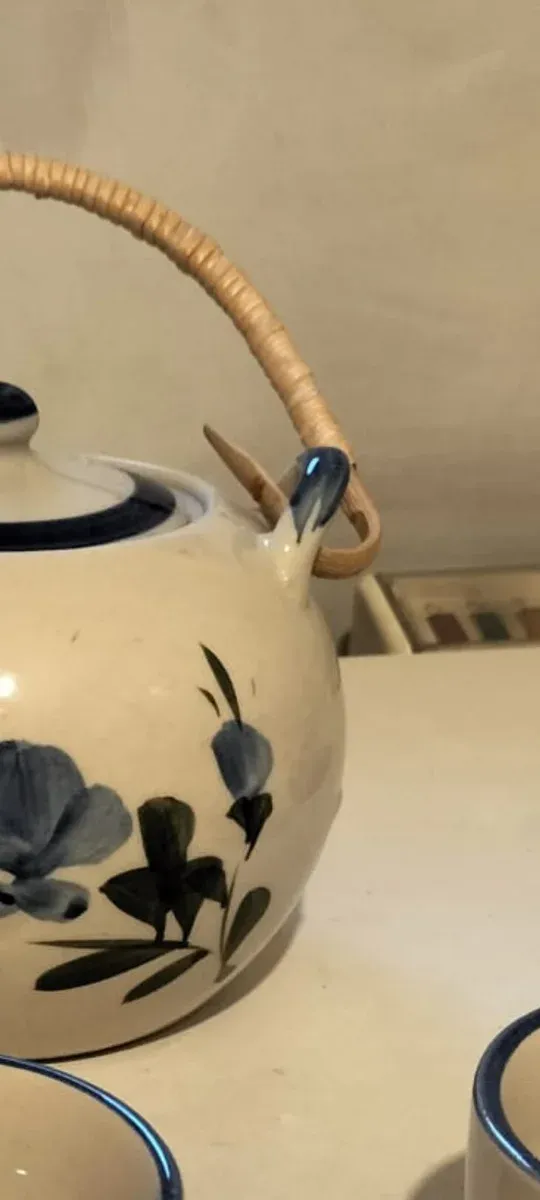 Juego de té chino con asa de bambú