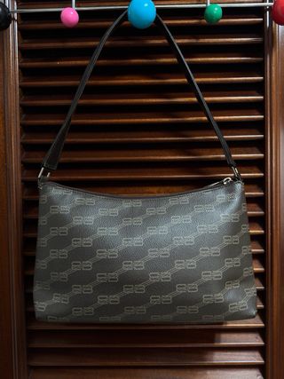 Balenciaga Baguette de lona con monograma Maron 