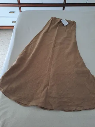 Falda midi marrón talla única