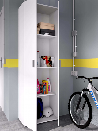 Armario Multiusos 2 puertas + 3 Estantes. Blanco