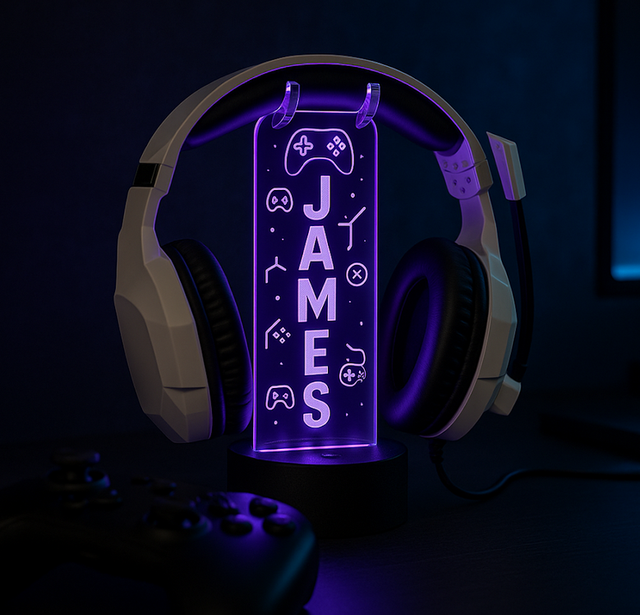 Soporte Gamer LED Personalizado Auriculares Regalo
