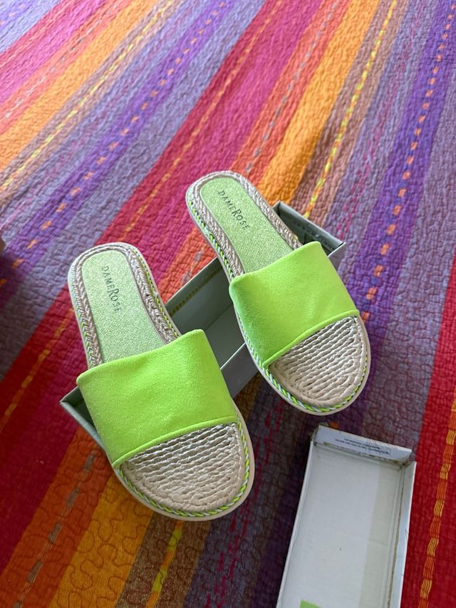 Ciabatte Dame Rose verdi e beige