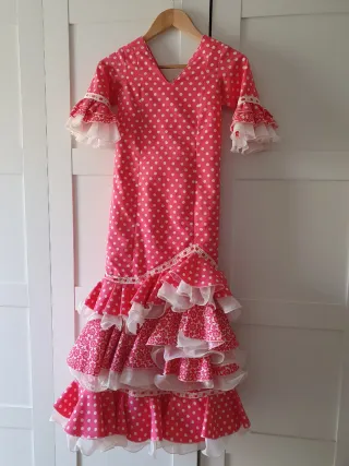 Vestido de feria rosa/blanco