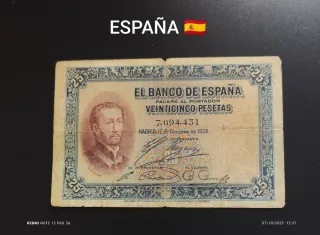 Billete 25 Pesetas España 1926