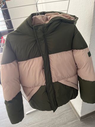 Abrigo infantil invierno verde y beigs 