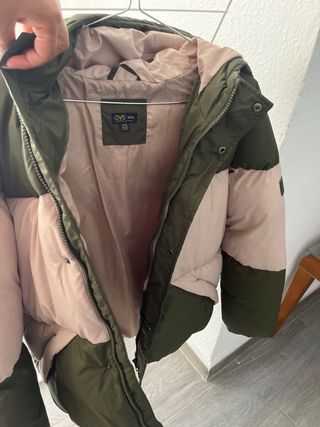 Abrigo infantil invierno verde y beigs 