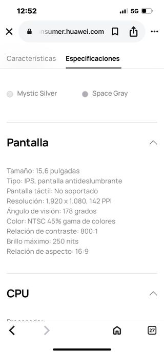 Portátil Huawei Plata