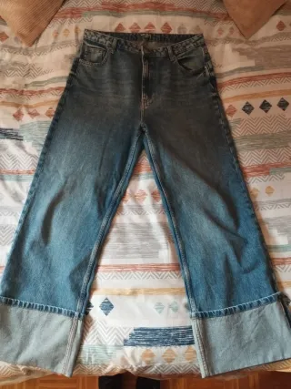 Pantalón vaquero ancho mujer 