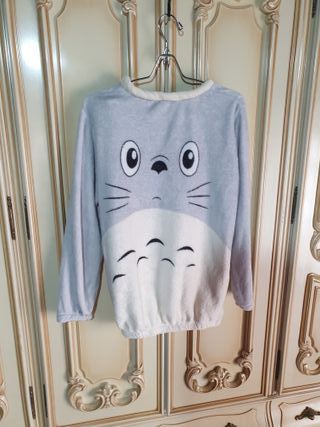 Pijama Totoro 2 piezas gris y blanco