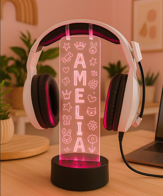 Soporte Gamer LED Personalizado Auriculares Regalo