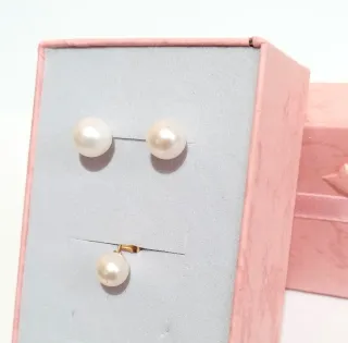 Pendientes y colgante oro 18k perla