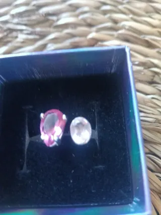 Anillos de plata con piedra topacio rosa y cuarzo